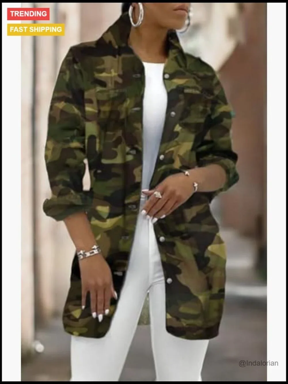 Canvas Slim Fit Camouflage Casual Jacket with Long Sleeves